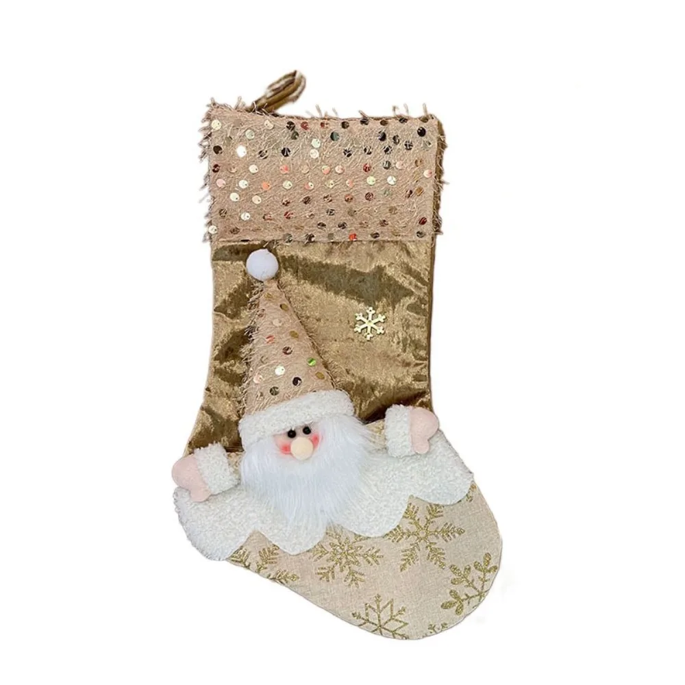 

With Sequins Christmas Stockings 3D Large Capacity Christmas Gift Bag Santa/Snowman/Elk/Bear Christmas Tree Ornaments Fireplace
