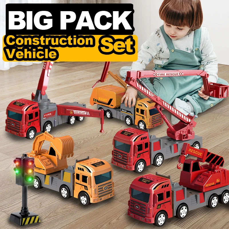 City Engineering Car Fire Engine Model Diecast Alloy Dump Truck Crane Vehicle Boys Educational Interactive Toys Child B058