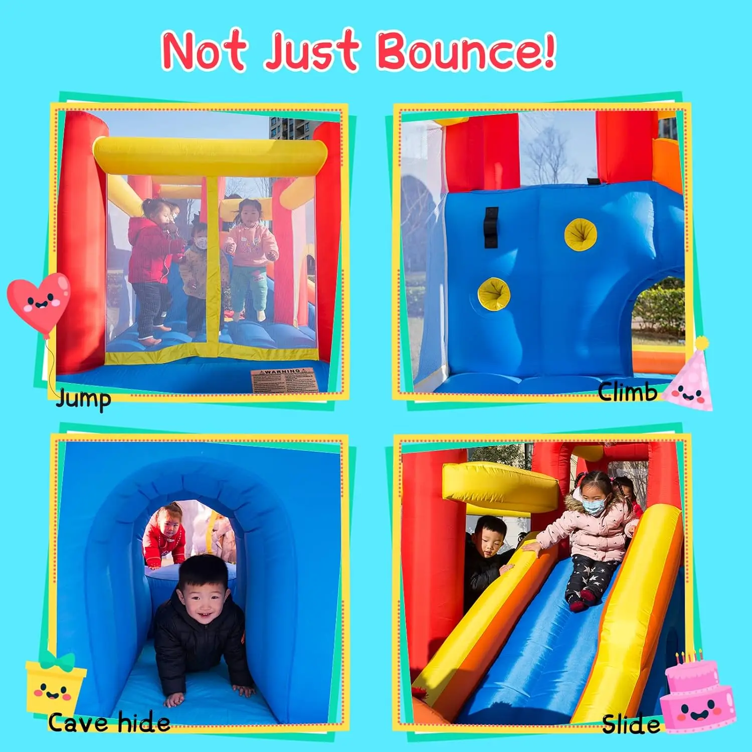 Bounce House Water Park with Long Water Slide & Large Splash Pool Fits 5 Kids, Endless Fun