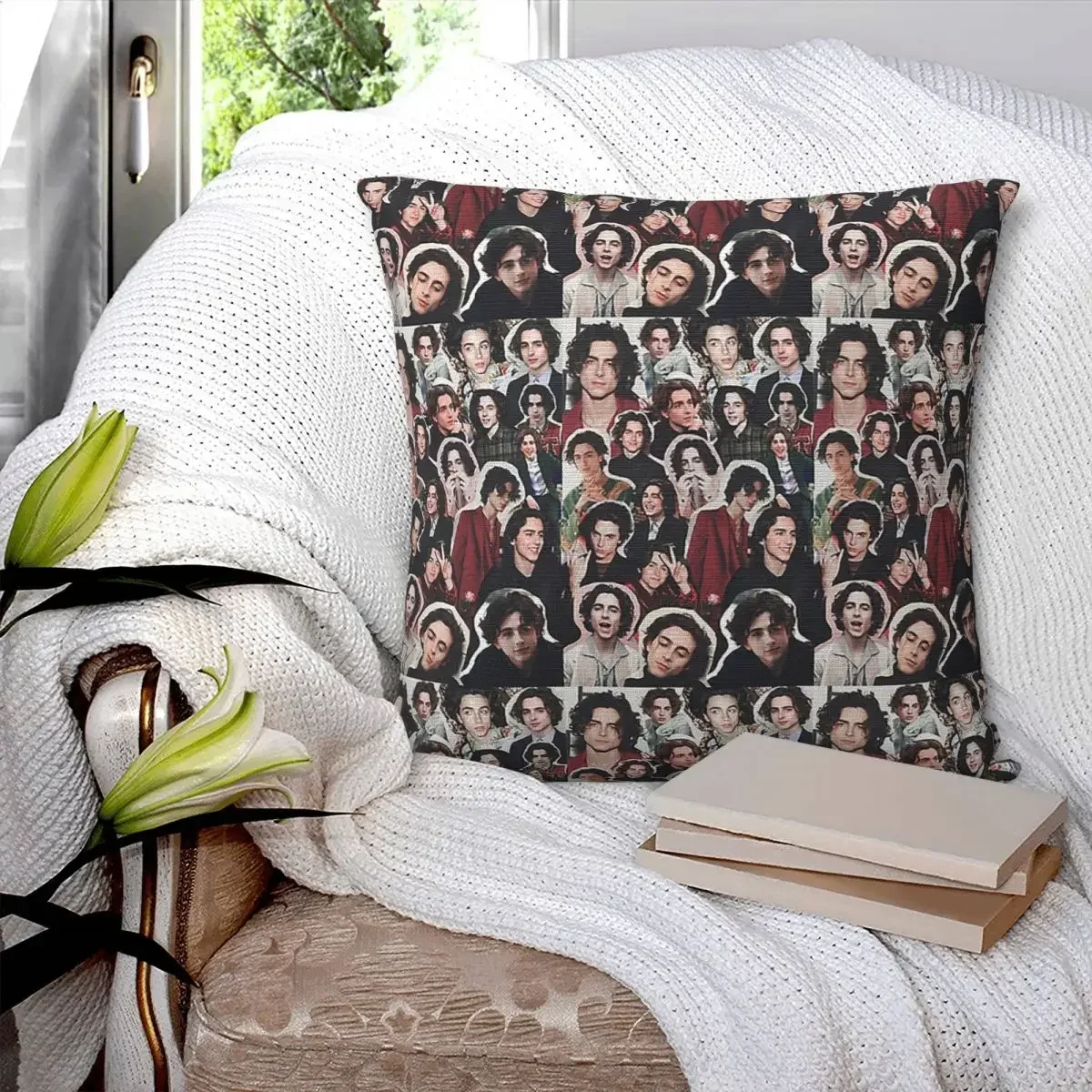 Timothee Chalamet Collage Edit Square Pillowcase Pillow Cover Polyester Cushion Decor Comfort Throw Pillow for Home Sofa