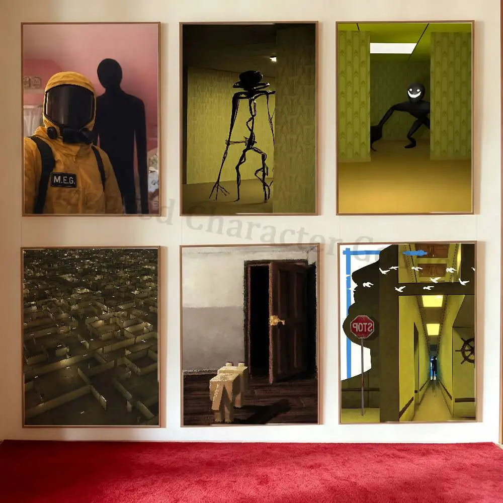 Game B-Backrooms Escape Together Poster HD Art Sticky Wall Waterproof Home Living Room Bedroom Bar Aesthetic Decoration