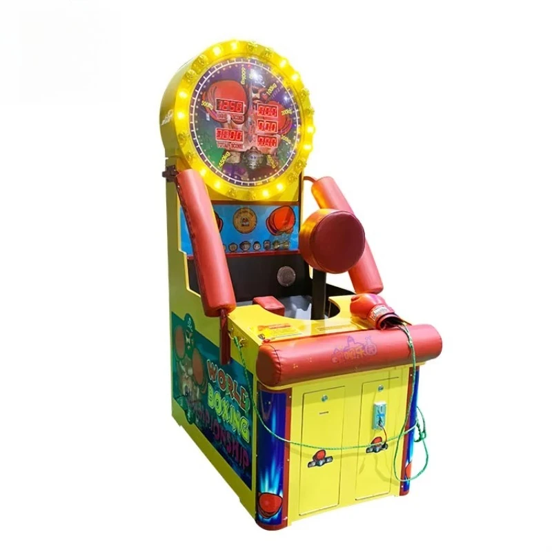 Coin-operated boxing game machine in amusement park - Boxing strength tester with digital scoring function