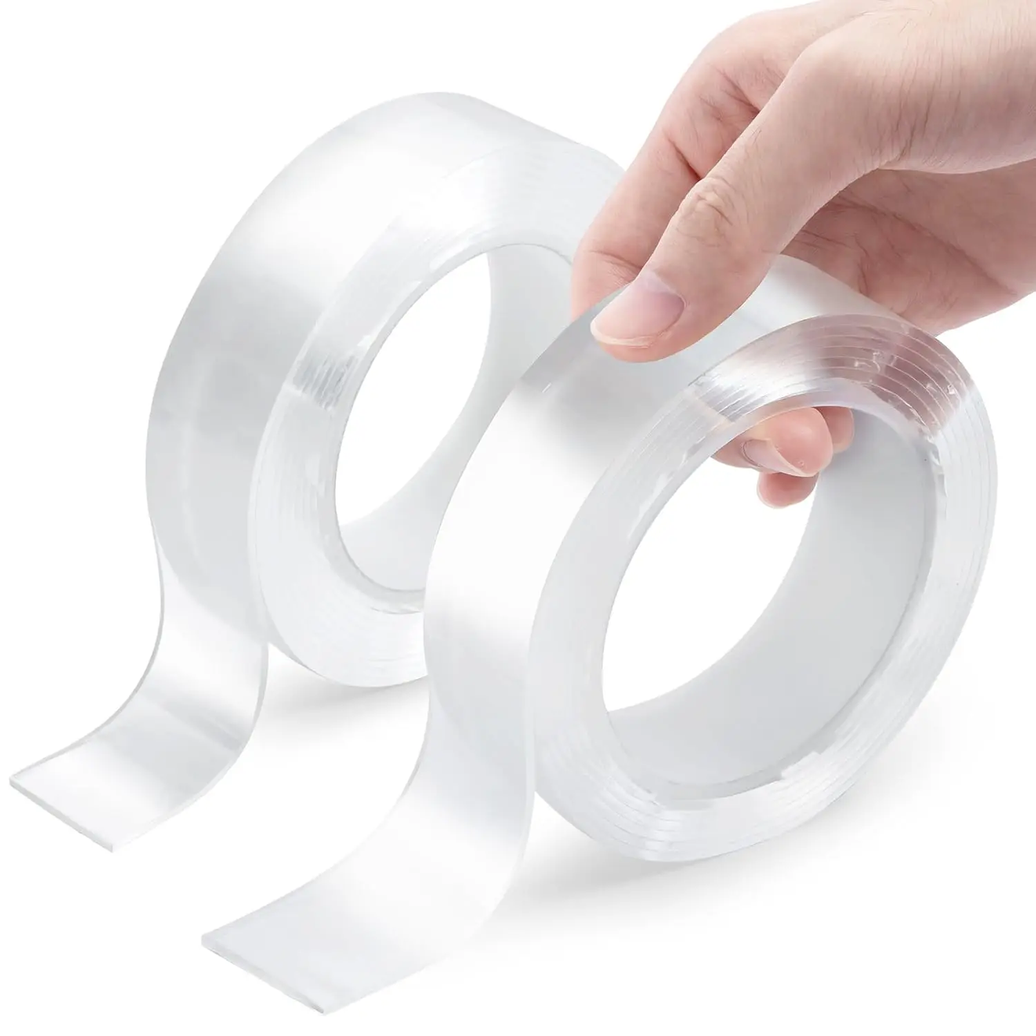 Double Sided Tape Heavy Duty, Clear Nano Tape, Waterproof Removable Extra Strong Adhesive Mounting Tape for Poster Photo Wall Decor Carpet Rug, 1.18in x 240in (10ft/Roll, 2 Rolls)