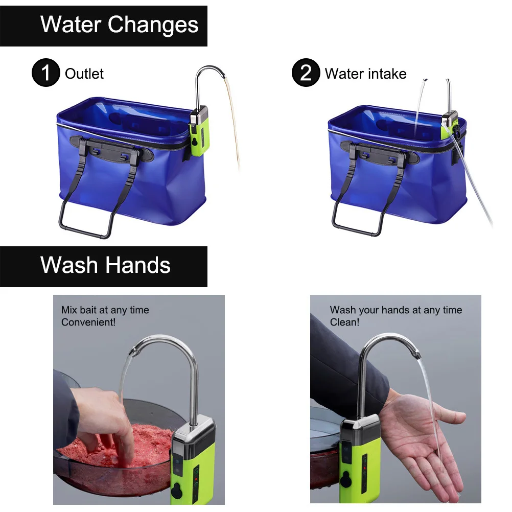 Bomba de agua automática con Sensor inteligente, minibomba de aire recargable para acuario, multifunción, para pesca al aire libre
