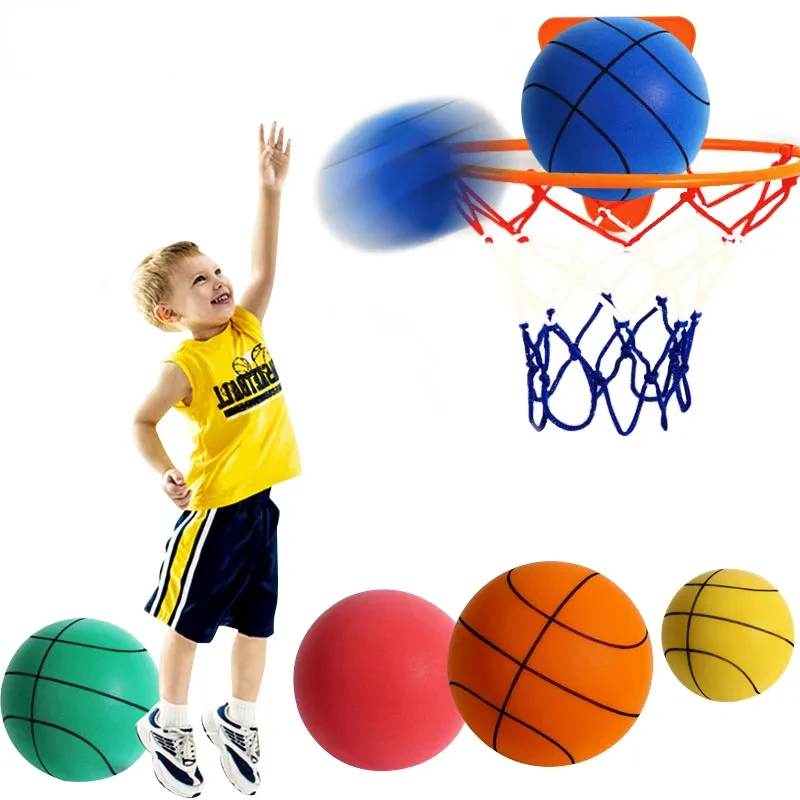 Silent Training Basketball High Density Foam Indoor Sports Balls Soft Bouncy Balls   Kids Adult Sports Training Get Free Netting