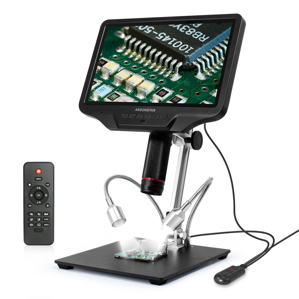 Andonstar AD409-Max met endoscoop WIFI/HDMI 10.1'' digitale microscoop voor het meten tijdens het solderen van printplaten, elektronica en telefoonreparatie.