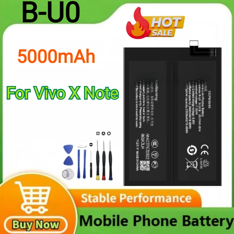 5000mAh B-U0 Mobile Phone Replacement Battery for Vivo X Note Xnote Repair Part Compatible Mobile Phone Batteries+Tools