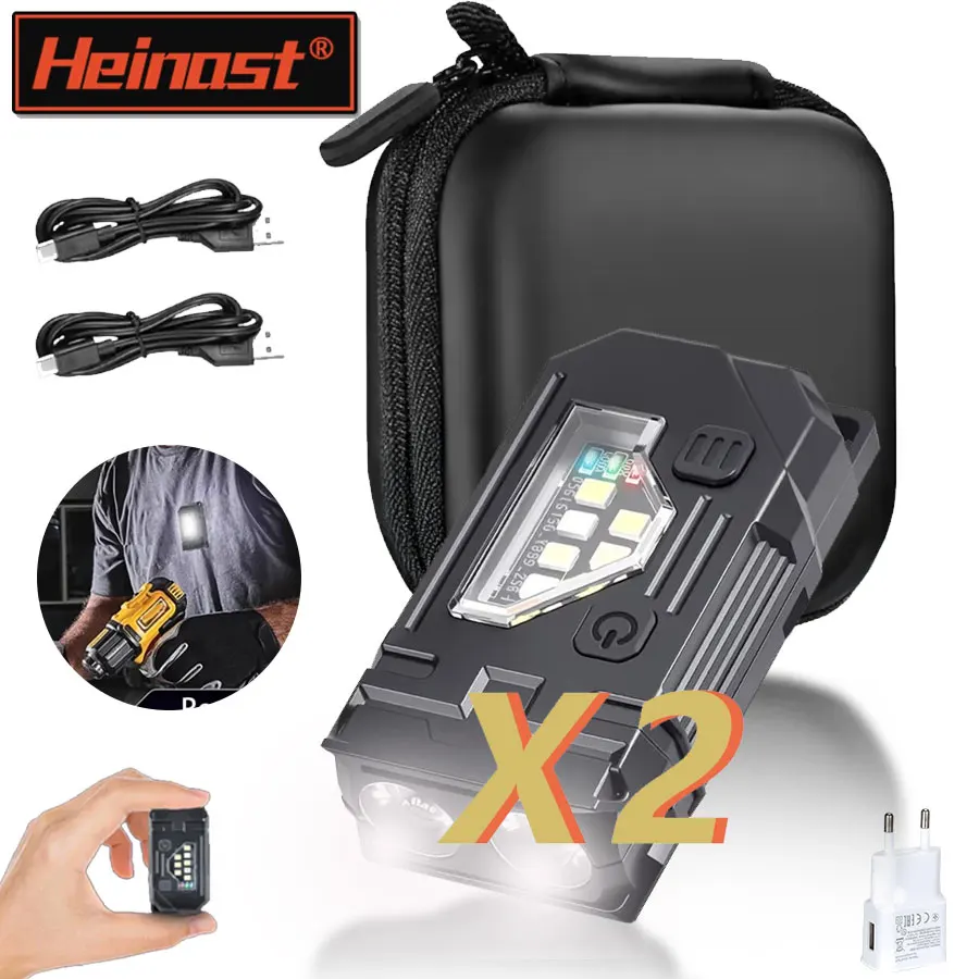 

Мини-брелок EDC-фонарик 1/2 шт. — перезаряжаемый магнитный фонарик с зажимом для ручки и зажимом для шляпы, супер яркая лампа для улицы