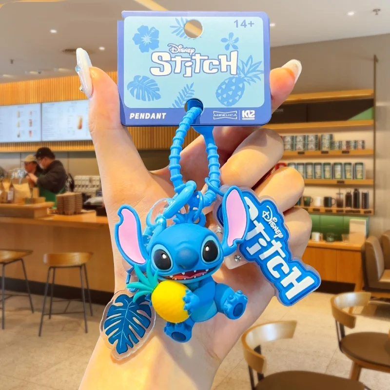 Genuine Stitch Characters PVC Action Figures Doll Keychain Car Key Small Pendant Backpack Hangings Birthday New Year Gift