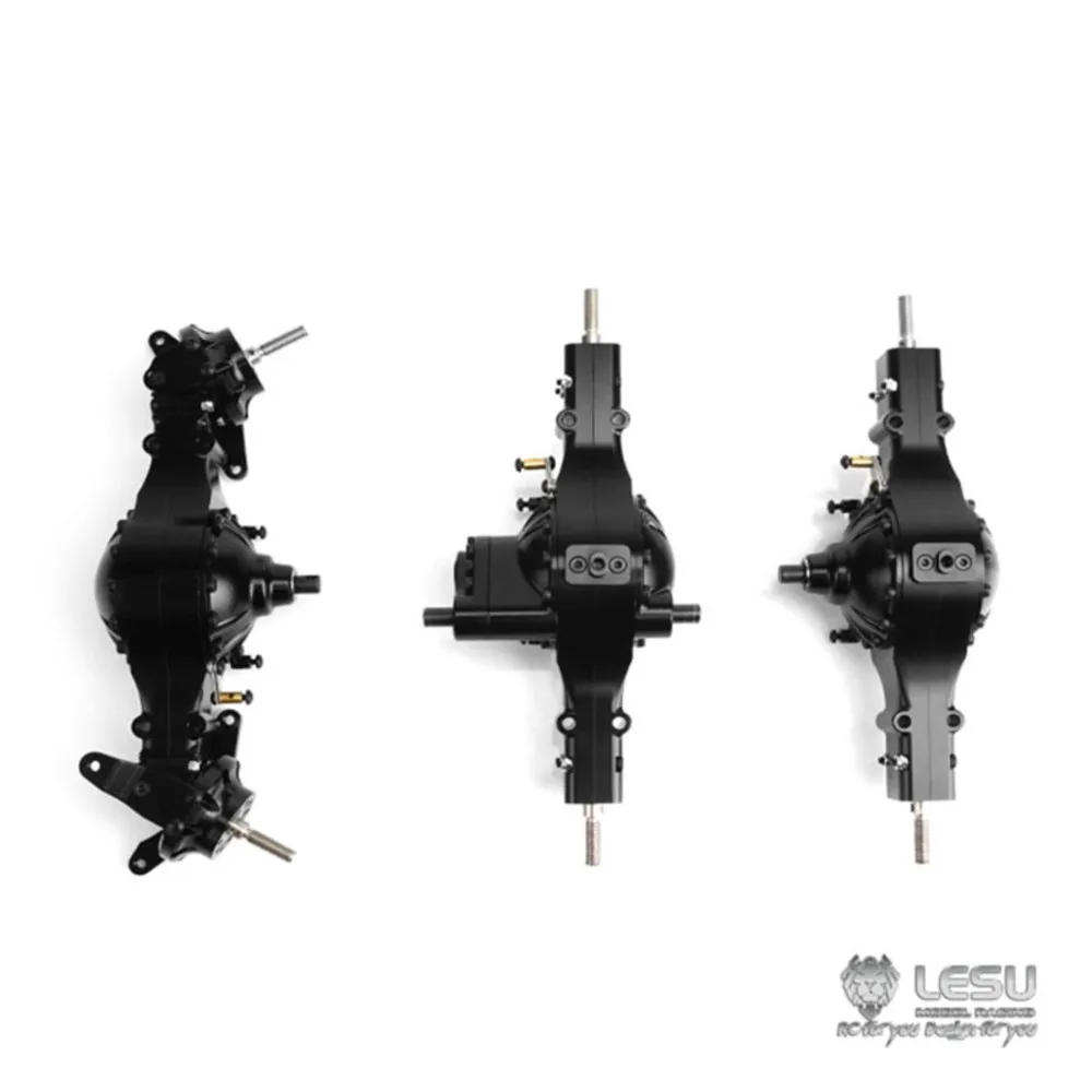 Lesu 6x6 metal frontal diferencial bloqueio eixo traseiro 1/14 rc caminhão trator tamiyay brinquedos ao ar livre th02068