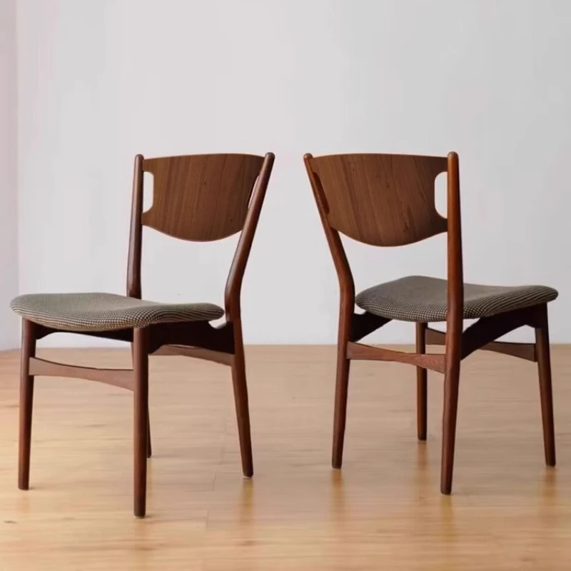 Mid-Century Solid Wood Dining Chairs Scandinavian Designer Kitchen Stool for Home Office Chair Ergonomic Backrest Study Seating