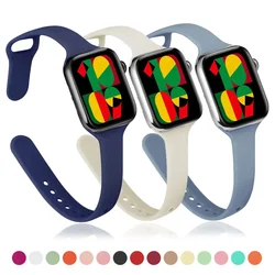 Cinturino sottile e stretto per Apple Watch Ultra SE Band Series9 8 7 6 5 4 3 Bracciale sportivo in silicone iWatch 41mm 40mm 42mm 44mm 45mm 49mm