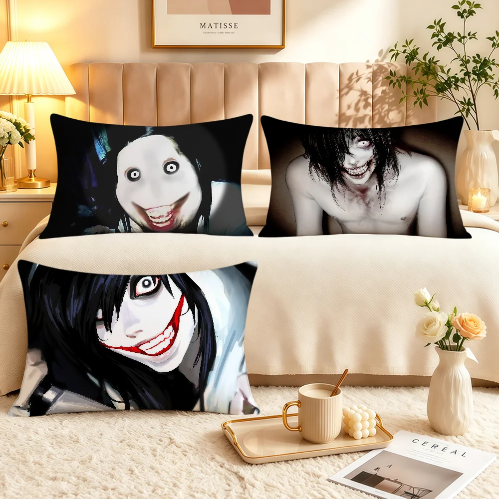 Cartoon Jeff The Killer Cushion Cover Soft Rectangle Pillowcover Home Sofa Living Room Decor Dorm Bedside Hogar Pillowcase Gift