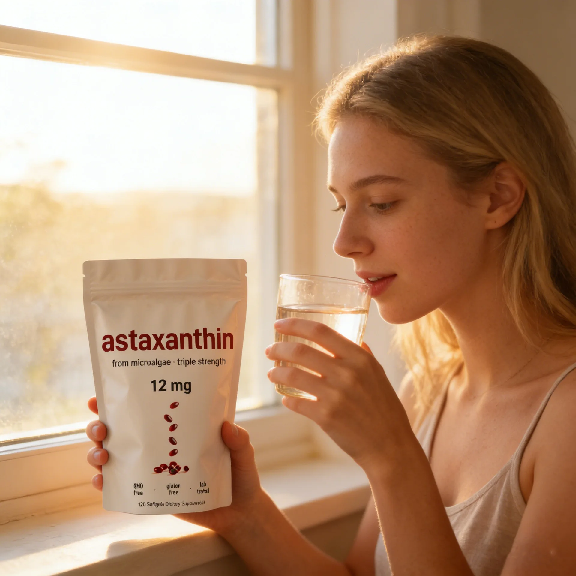 

120 PCS Premium Astaxanthin Antioxidant Capsules for Eye Joint Health Skin Care And Natural Tanning Support Internal Circulation