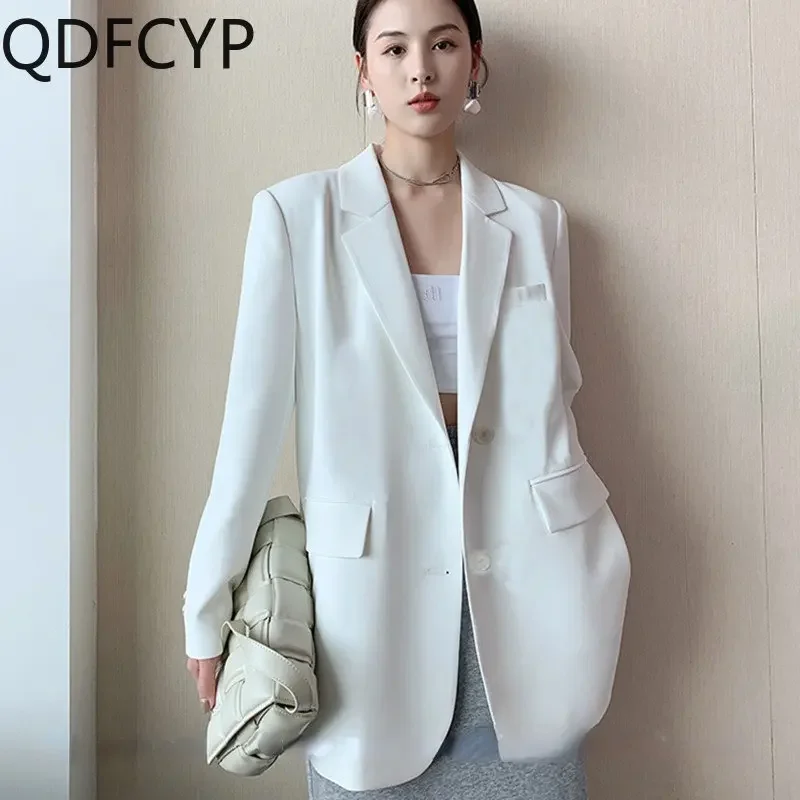 New Autumn Women Coat 2024 Stylish Casual Loose Simplicity Blazer Elegant Office Lady Long Sleeve Button New In External Women