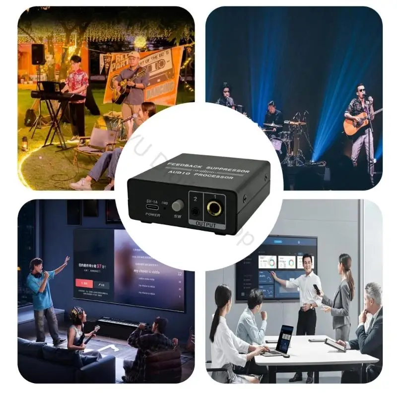 96BA Portable Voice Setups Microphone Feedback Suppressor for Recording Corners