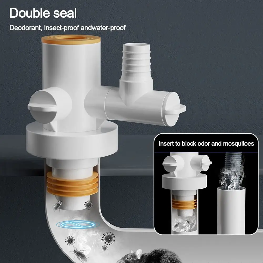 

Anti odor Sink Drain Pipe Adapter Sealing Ring Multifunctional Kitchen Basin Sewer Branch Dual-Interface