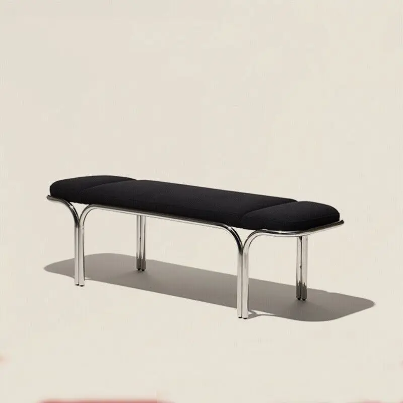 

Luxury Stainless Steel Upholstered Long Bench - Entryway Hall Shoe Stool, Bedroom Footrest, Modern Dining Chair Sillas Plasticas