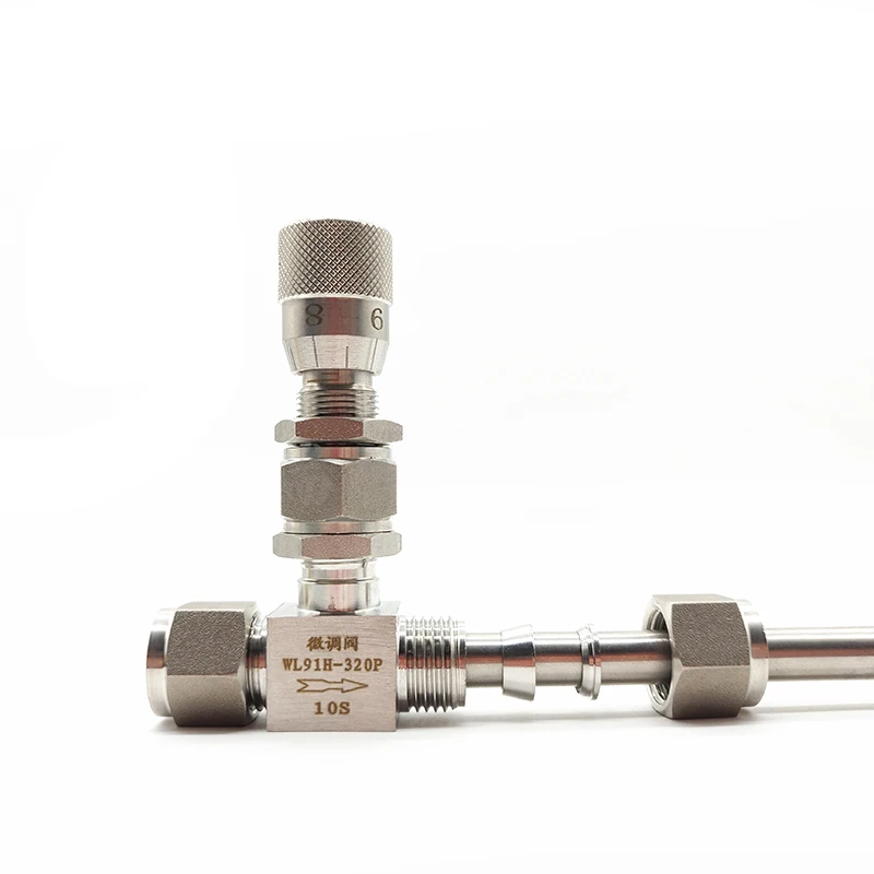 Double Ferrule Micro regulating valve 6mm 8mm 10mm Stainless Steel Micrometering needle valve with scale