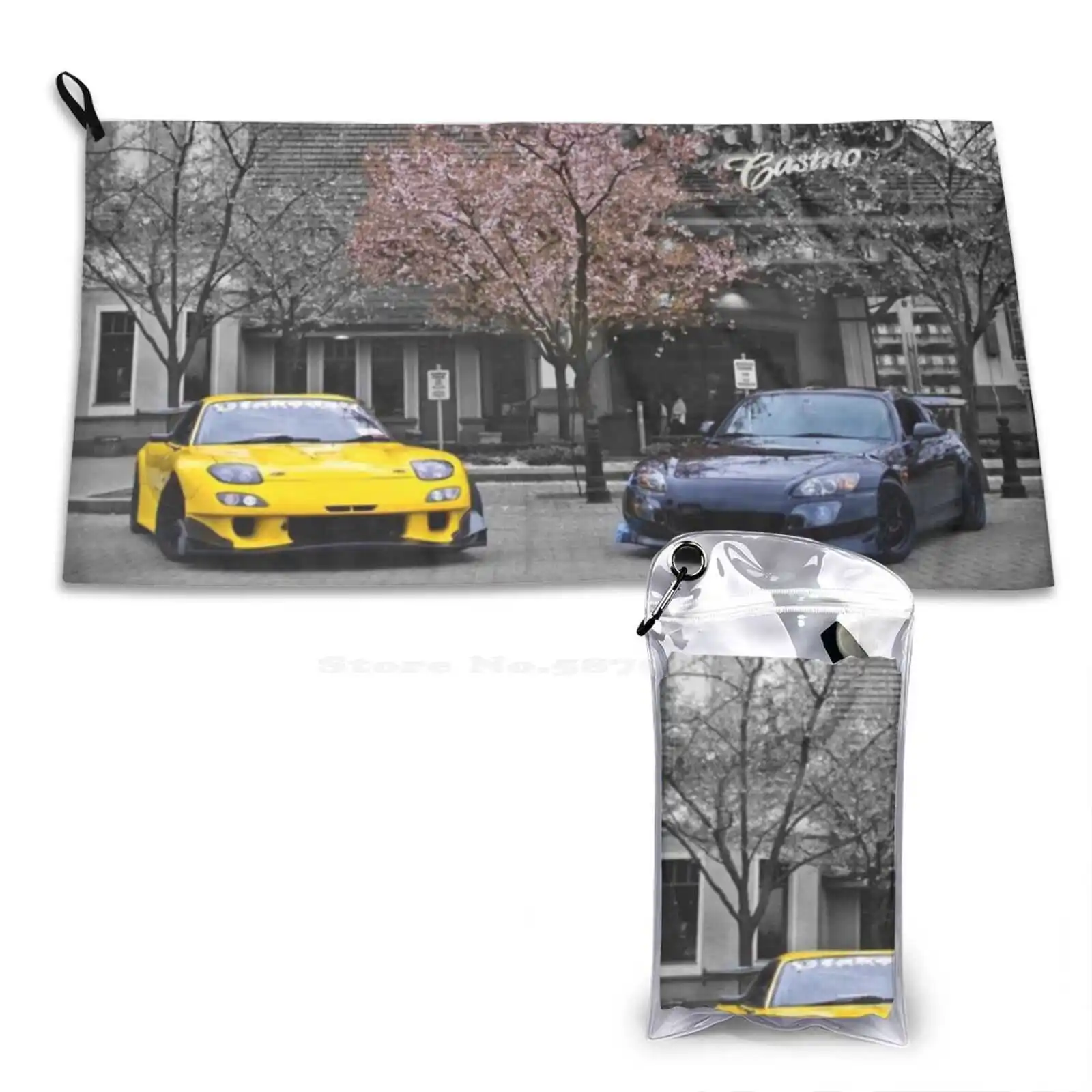 Japanese Car-Black And Yellow 3D Print Pattern Towel Soft Towel Japanese Jdm Racing Anime Skyline Cars Ae86 Funny Gtr Initial