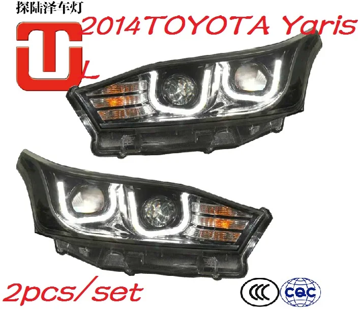 Car Styling for Yaris Headlight 2014~2016/2008~2012year DRL hid bulb Bi Xenon Lens hi lo Beam Parking Fog Lamp yaris head light