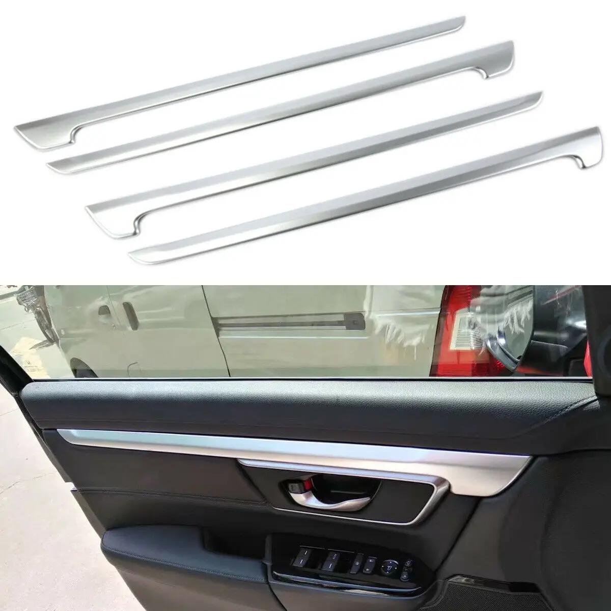 

Chrome Inner Side Door Cover Trim Strip For Honda CR-V 5th 2017 2018 2019 2020 2021 Protector Molding Accessories 4X