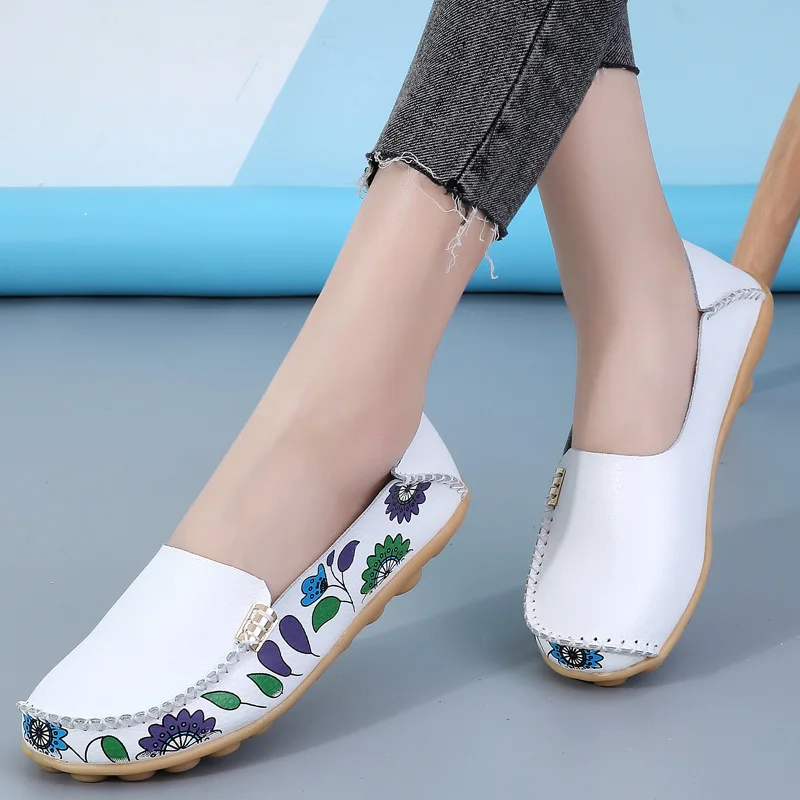2024 New Moccasins Women Flats Spring Female Leather Loafers Slip on Ballerina Women Casual Shoes Zapatos Mujer Plus Size 35-46
