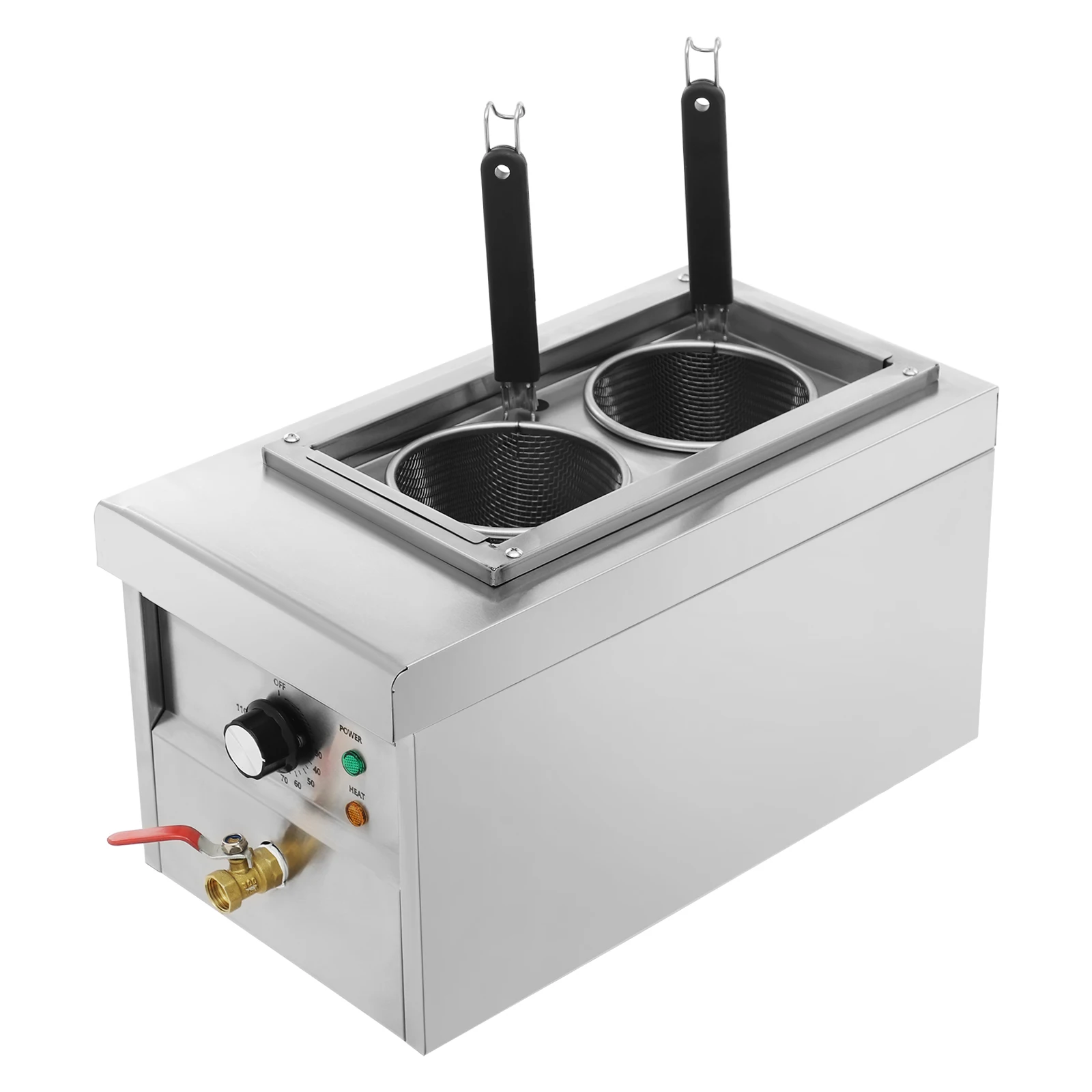 2-Pan Electric Noodles Pasta Boiler 2.38gal Commercial Food Warmer Kitchen Campsite 2.5kw Stainless Steel Food Cooking Pot