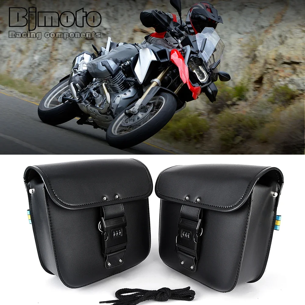 

Pair Motorcycle Saddlebag PU Leather Luggage Side Bags Tool Storage Bags Password Lock Saddle Bag For Harley Honda Yamaha Suzuki