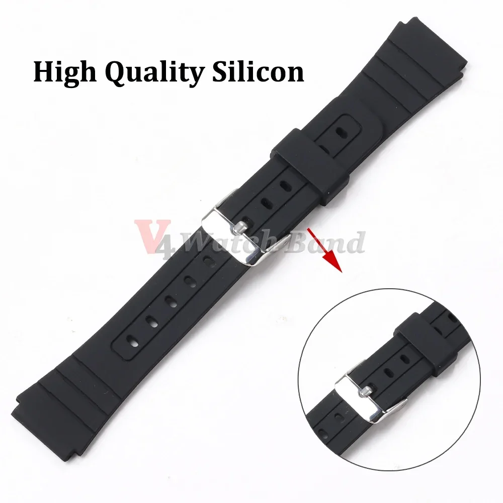 Silicone Watch Strap for CASIO F91W W-800H 18mm for W800H SGW400 F91W F84 F105/108 A158/168 AE1200/1300 Soft Men Wrist Bracelet