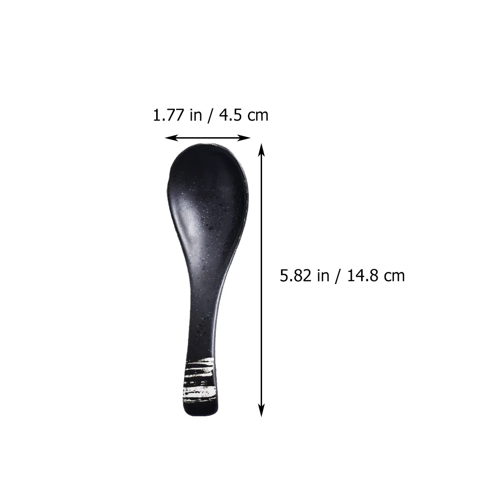 5Pcs Ceramic Spoon Vintage Japanese Style Tableware Soup Spoon Rice Spoon Restaurant Spoon Porridge Spoon Porcelain Spoon