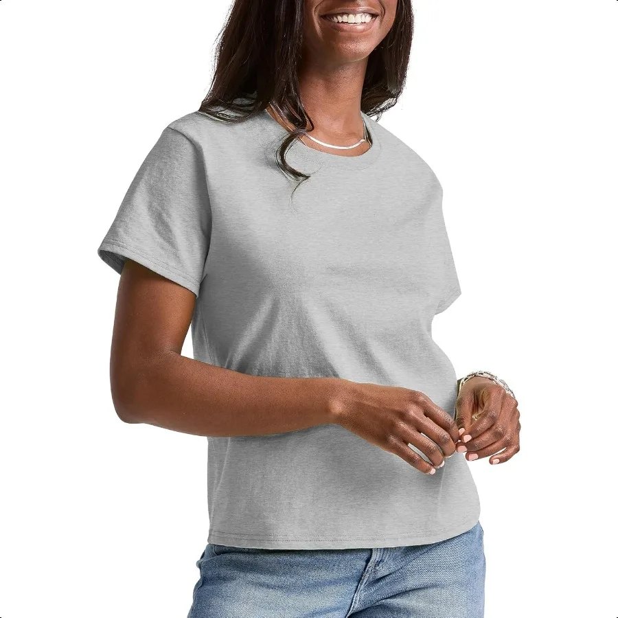 

Hanes entials Cotton Crewneck Tee Classic Fit TShirt for Women