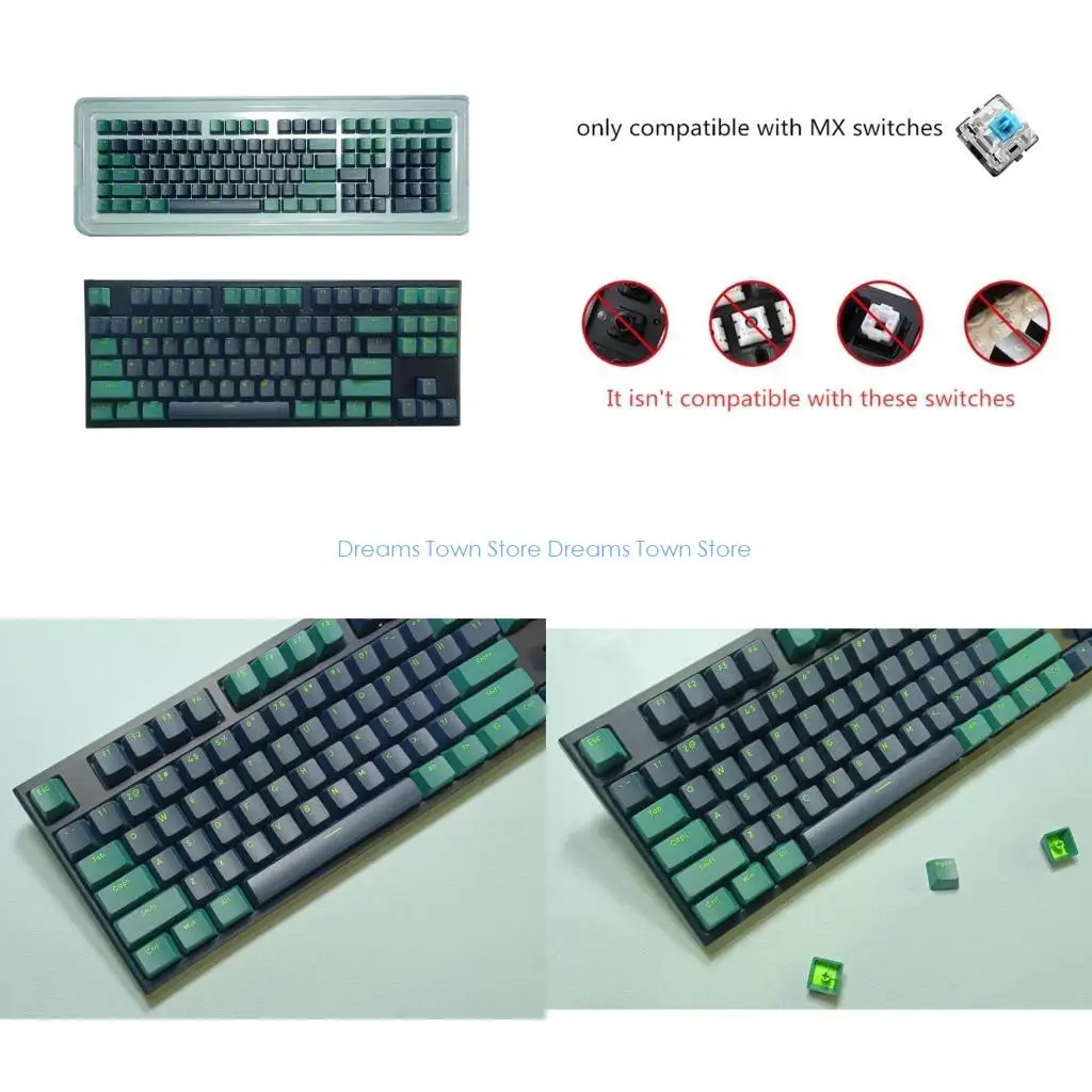 

HX6A 117PCS Double Shot Keycaps Thick PBT Two-color Injection OEM Profile For 61 68 96 980 104 108 Mechanical Keyboard