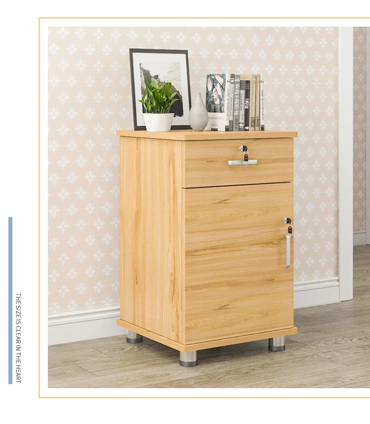 

Storage mobile short cabinet, wooden office floor standing, file with lock storage, data cabinet