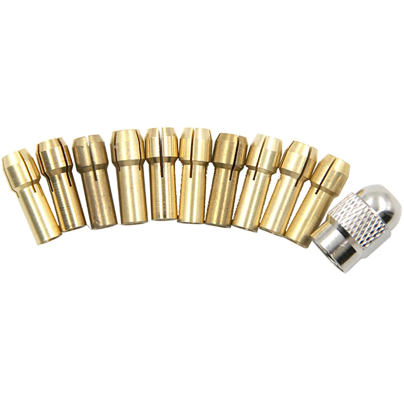 

HMA9-11PCS/lot Mini Drill Brass Collet Chuck for Rotary Tool 0.5-3.2mm Brass and Nut for Accessories Set