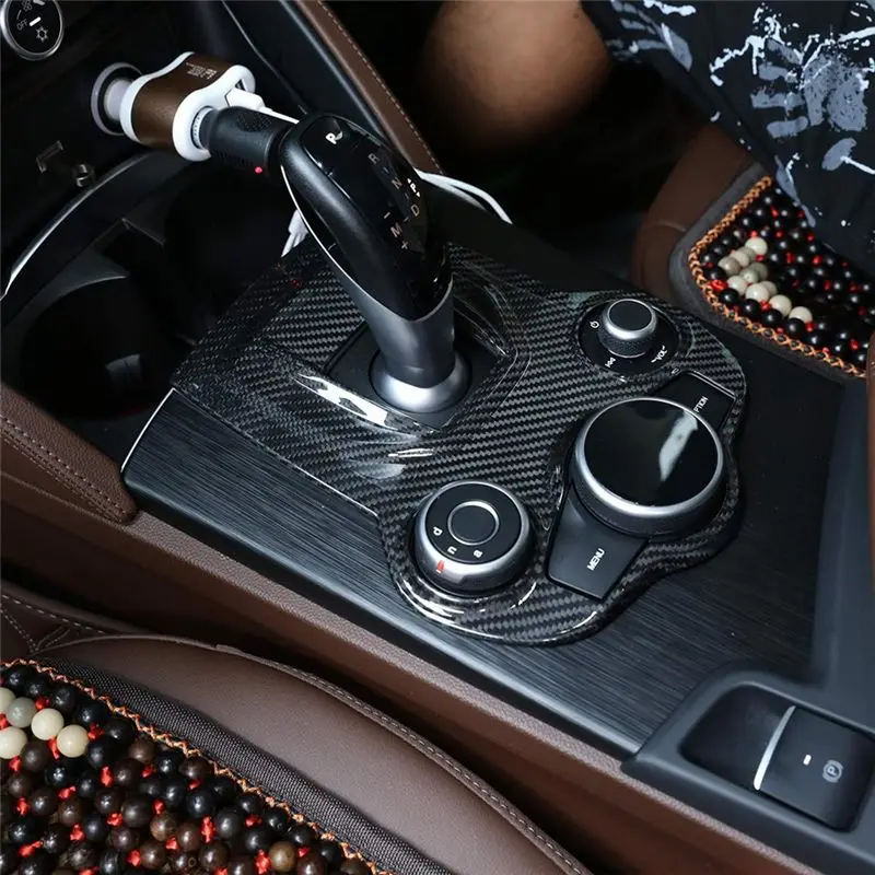 NEW HOT In Stock-1 Piece Central Control Gear Panel Cover Trim Decorate Car Accessories Dry Carbon Fiber For Alfa Romeo Giulia S