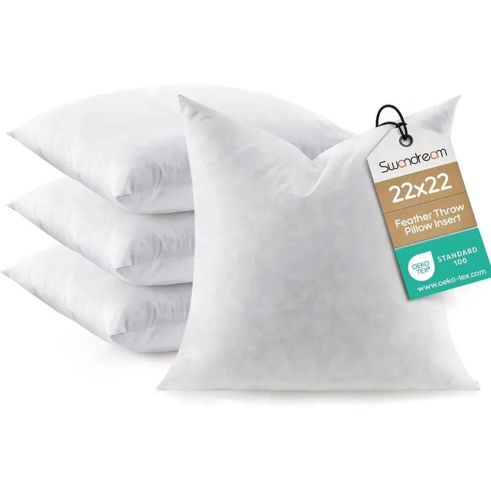 

Set of 4, 22x22 Inches Square Decorative Pillow Inserts, Suitable for Euro Pillows, Bed, Couch, and Cushion