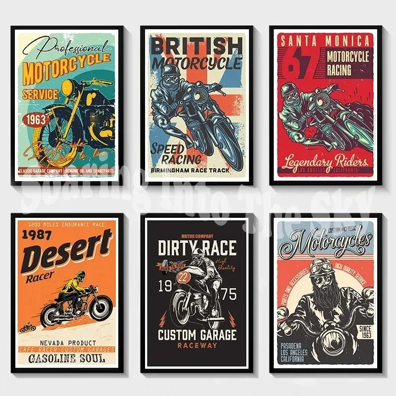 Retro Style Superb Motorbikes Racing Cycling Dirt Bike Motocross Sport Poster Canvas Painting Wall Art Pictures Home Decor