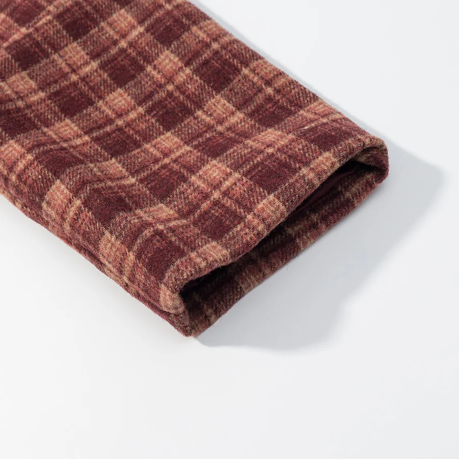 2025 Herbst und Winter Retro Stehkragen einreihige karierte Jacke Damen Oberbekleidung