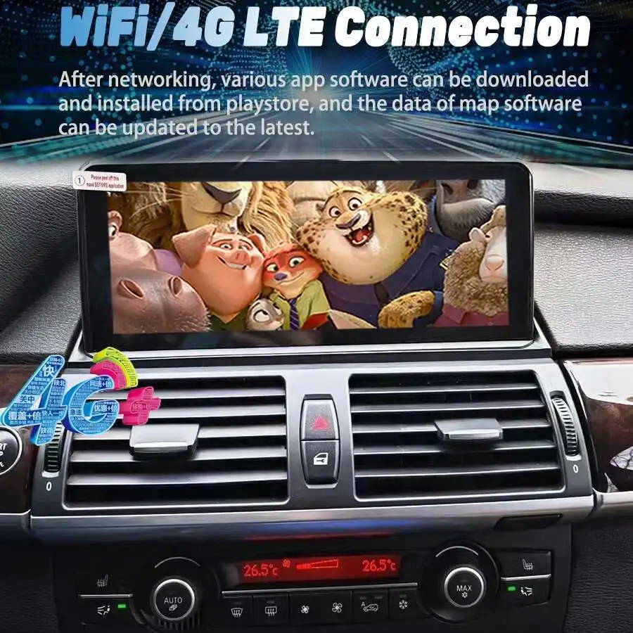 Android 15 Stereo Ekran 10.25" Auto Radio Samochodowe Do BMW X5 E53 X6 E70 E71 2007-2013 System CIC CCC Carplay Video Nawigacja GPS