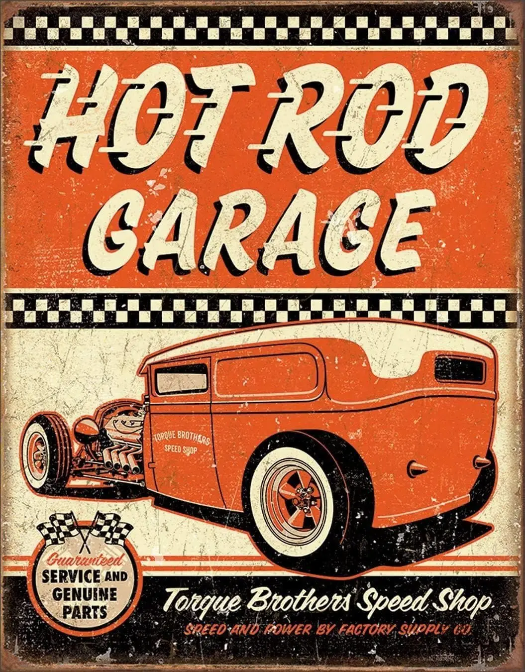Man Cave Deko Hot Rod Garage - Rat Rod Blechschild, Vintage Metall
