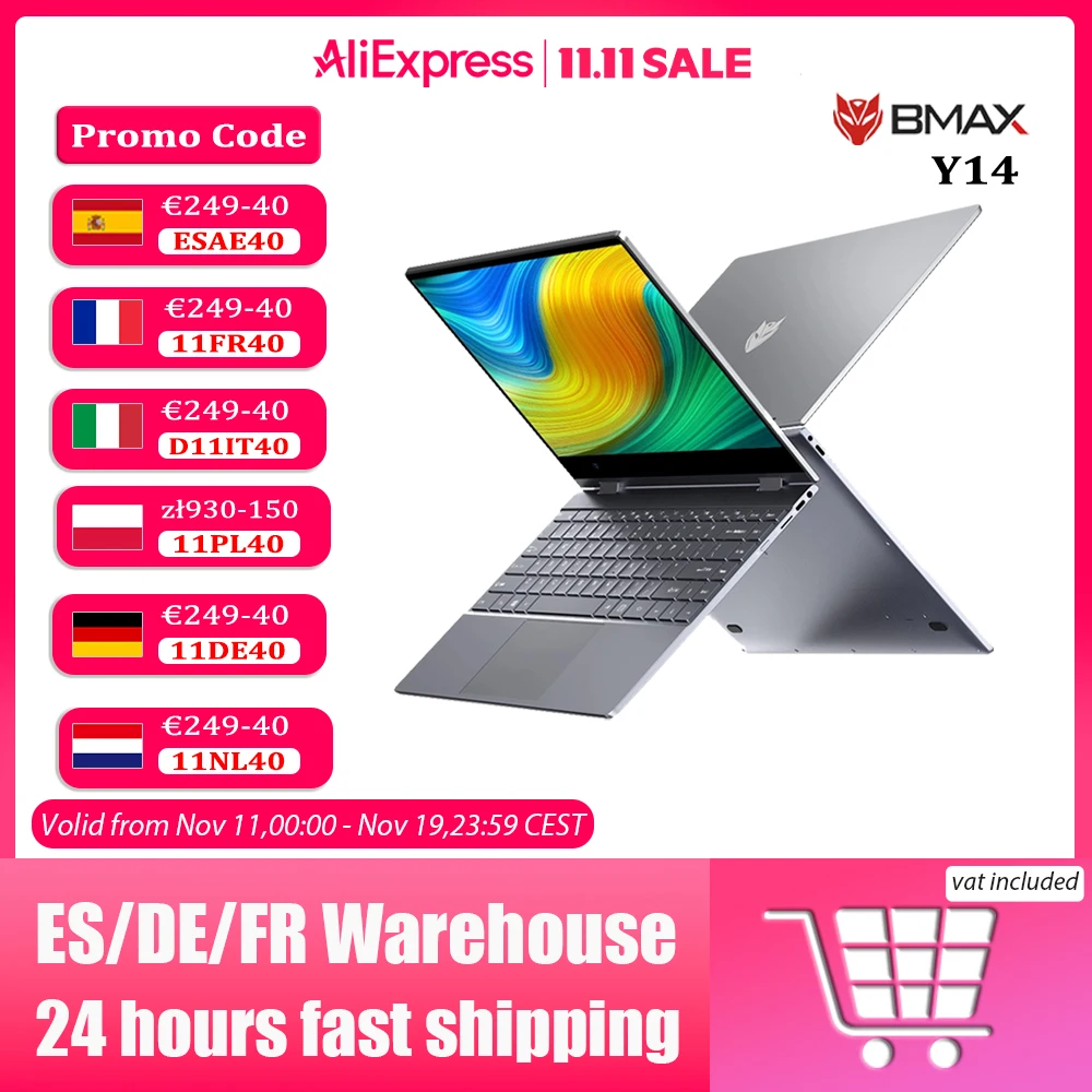 Bmax Y14 Laptop 360 ° Cabriolet 14 Inch Intel N100 Notebook 16Gb Ram Lpddr5 512Gb Ssd Windows 11 1920*1080 Ips Laptops Computer