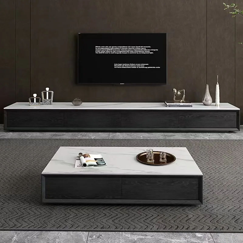 

Nordic imported slate TV cabinet coffee table combination modern simple minimalist living room small apartment low floor cabinet