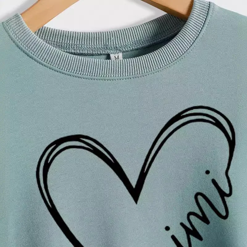 

2025 Crew Neck European and American Letter Women's Top Long Sleeve Printed Loose Sweater