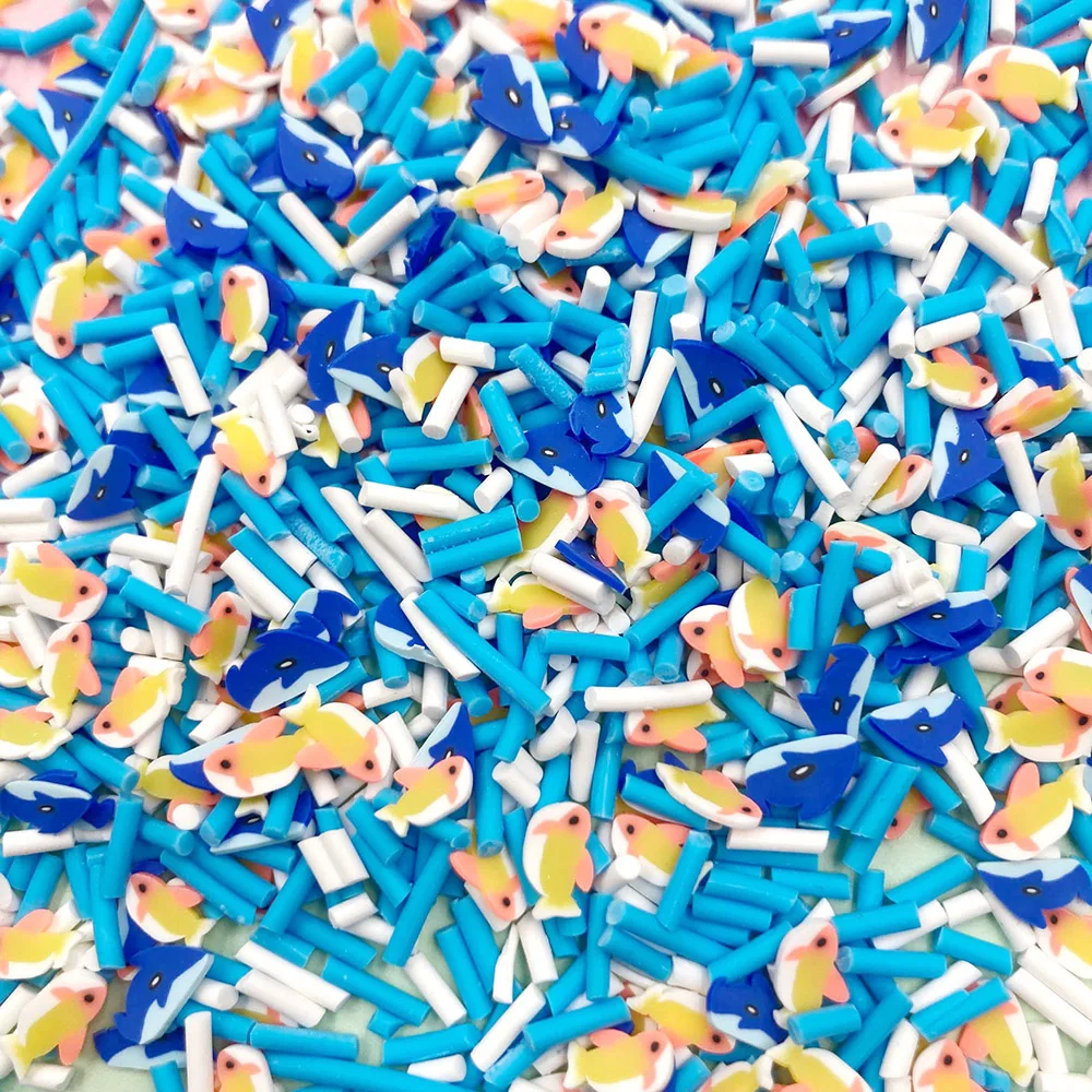 50g Mixed Fish Whale Slices Polymer Hot Clay Sprinkles for Crafts DIY Nail Art Decoration Slime Filling Accessories