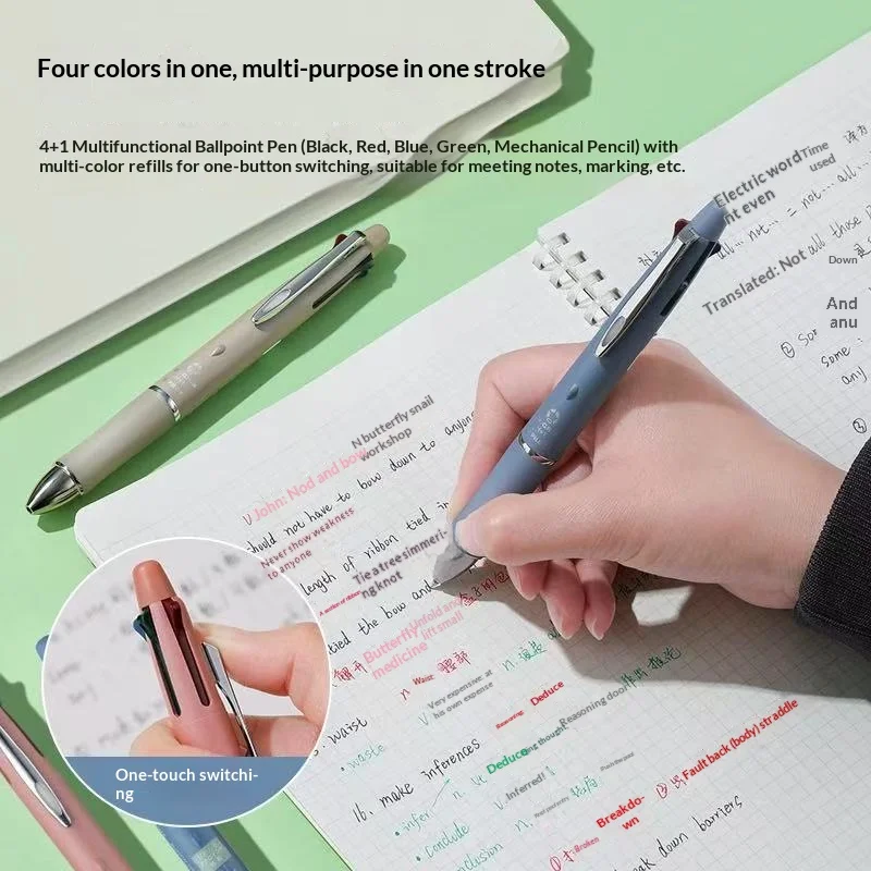 PILOT DR.GRIP 4+1 Długopis wielofunkcyjny i ołówek automatyczny 0,5 mm, wygodny drewniany uchwyt, płynne pisanie, tusz o niskiej lepkości do użytku biurowego i biznesowego — zdjęcie produktu 5