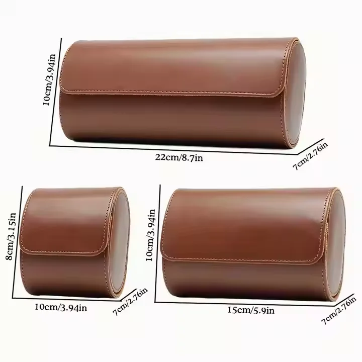Estojo de relógio de viagem portátil de luxo prático rolo de couro com caixa de material de embalagem elegante para relógios
