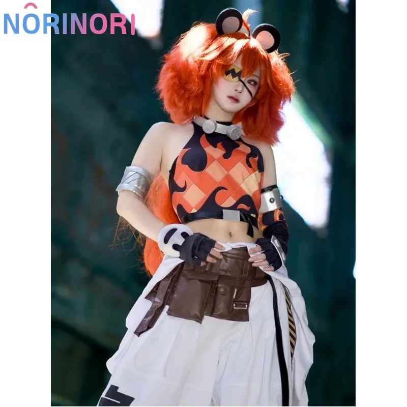 

COSda@Koleda Belobog Cosplay Costume Game Zenless Zone Zero Anime Wig Heavy Industries Uniform Orange Long Hair Headgear GlovesC