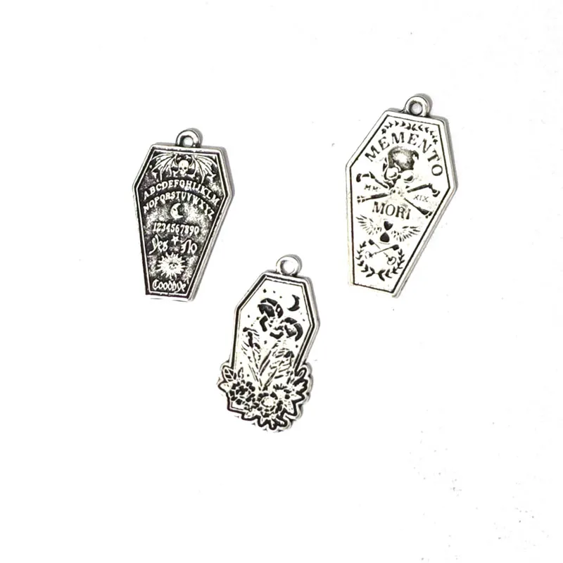 10pcs Punk Skull Skeleton Vintage Coffin Charms for DIY