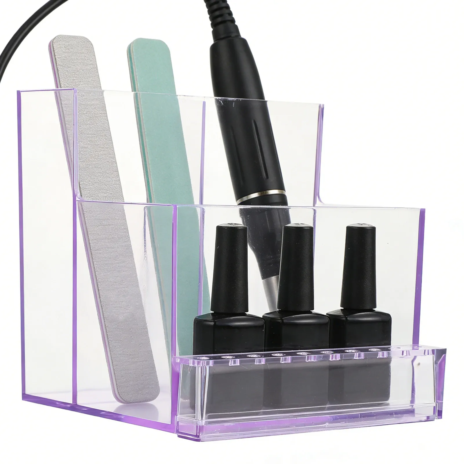 

Nail Drill Bit Organizer Compact Plastic Storage Box for Manicure Grinding Heads Salon Home Use Nail Art Polisher Case